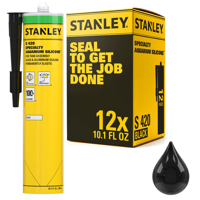 Stanley S420 Specialty Aquarium Silicone - Black & Translucent Clear, 10.1 fl oz