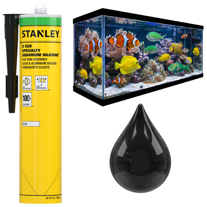 Stanley S420 Specialty Aquarium Silicone - Black & Translucent Clear, 10.1 fl oz