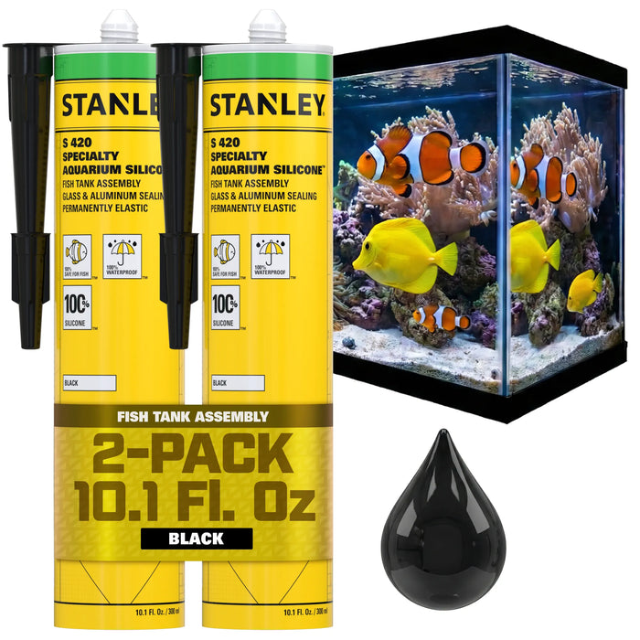 Stanley S420 Specialty Aquarium Silicone - Black & Translucent Clear, 10.1 fl oz