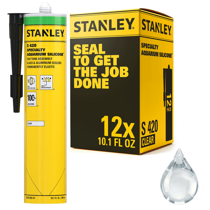 Stanley S420 Specialty Aquarium Silicone - Black & Translucent Clear, 10.1 fl oz