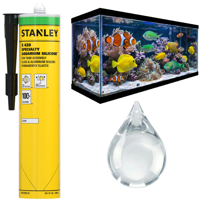 Stanley S420 Specialty Aquarium Silicone - Black & Translucent Clear, 10.1 fl oz