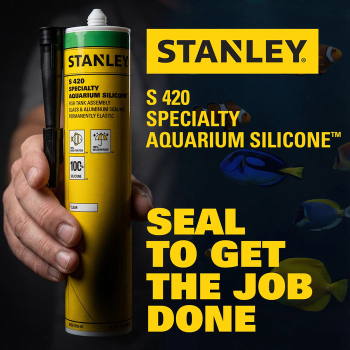 Stanley S420 Specialty Aquarium Silicone - Black & Translucent Clear, 10.1 fl oz