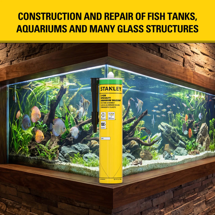 Stanley S420 Specialty Aquarium Silicone - Black & Translucent Clear, 10.1 fl oz