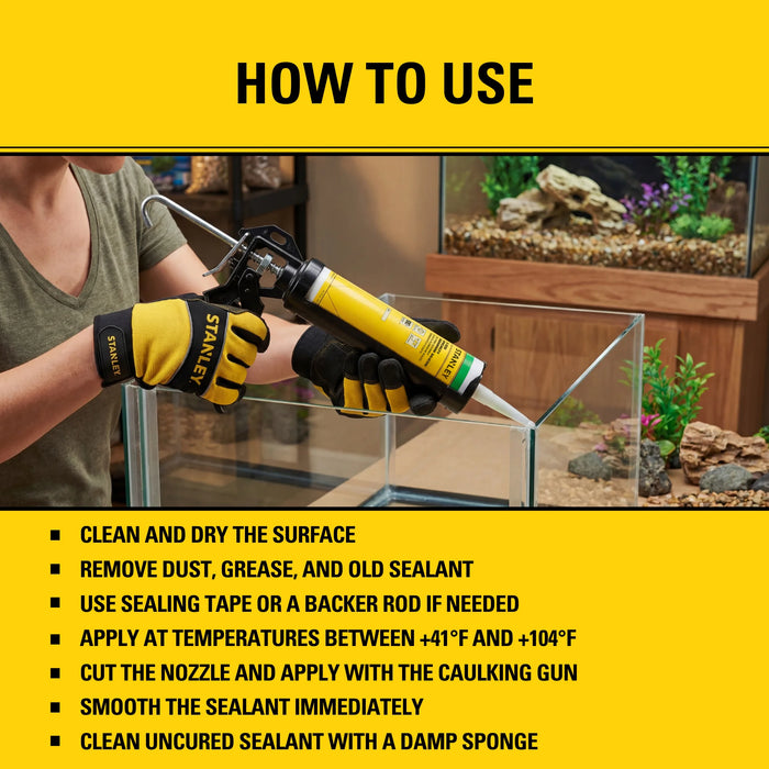 Stanley S420 Specialty Aquarium Silicone - Black & Translucent Clear, 10.1 fl oz