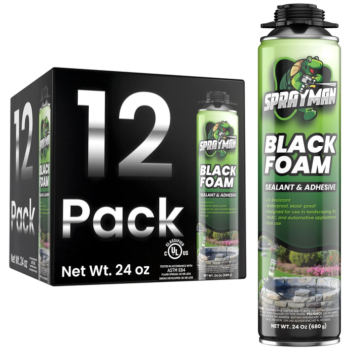 Sprayman Pro Black Spray Foam for Pond, Waterfall, Landscaping, and RVs - Gun Foam, 24 oz