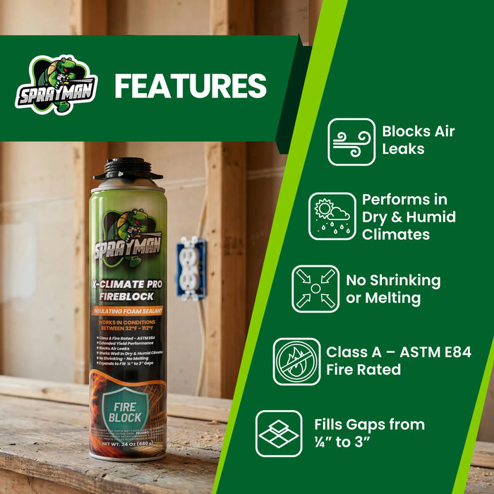Sprayman X-Climate Pro Fire Block Insulating Foam Sealant