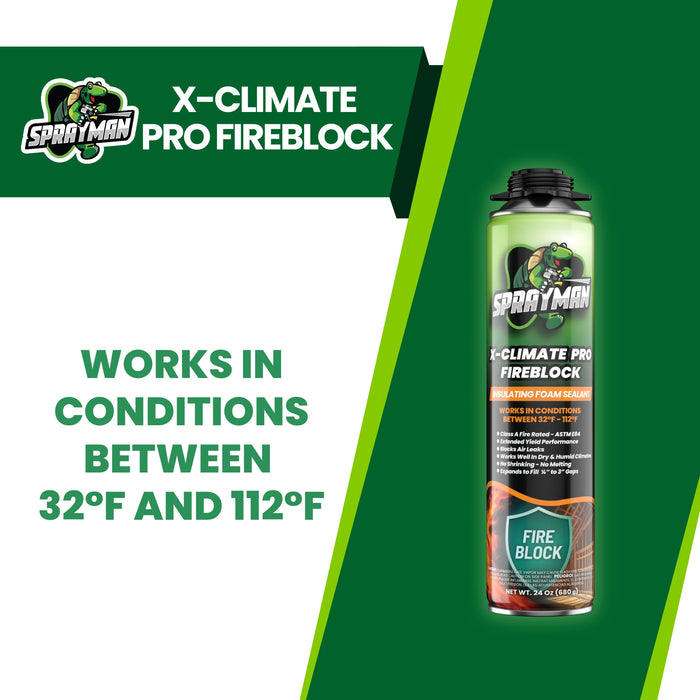 Sprayman X-Climate Pro Fire Block Insulating Foam Sealant