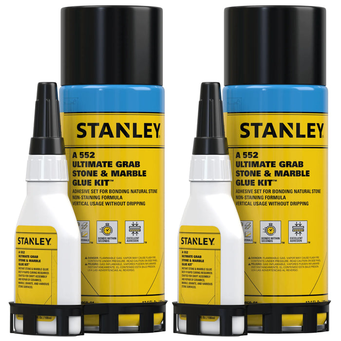 Stanley A552 Instant Stone & Marble Glue - Cyanoacrylate Adhesive & Activator, 3.4oz & 13.5 fl oz