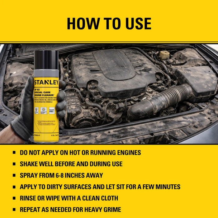 Stanley AP92 Special Care Engine Cleaner & Degreaser Spray - Citrus-Based, 12 oz