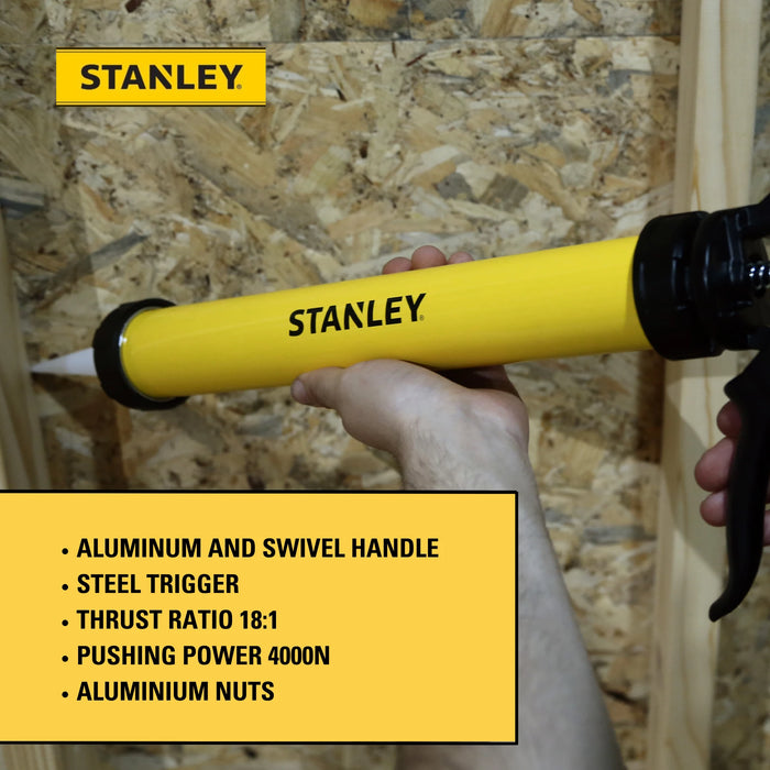 Stanley Professional Sausage Caulking Gun – 18:1 Thrust Ratio