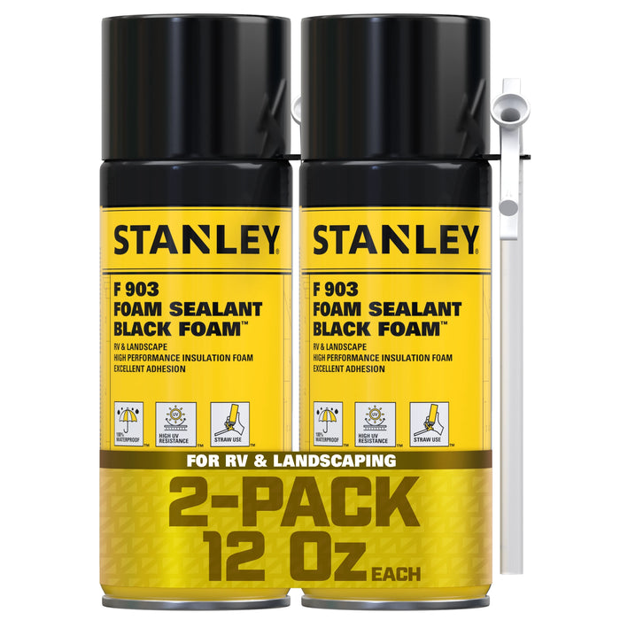 Stanley F903 Black Foam Sealant for Waterfall, Landscaping, and RVs - Straw, 12 oz