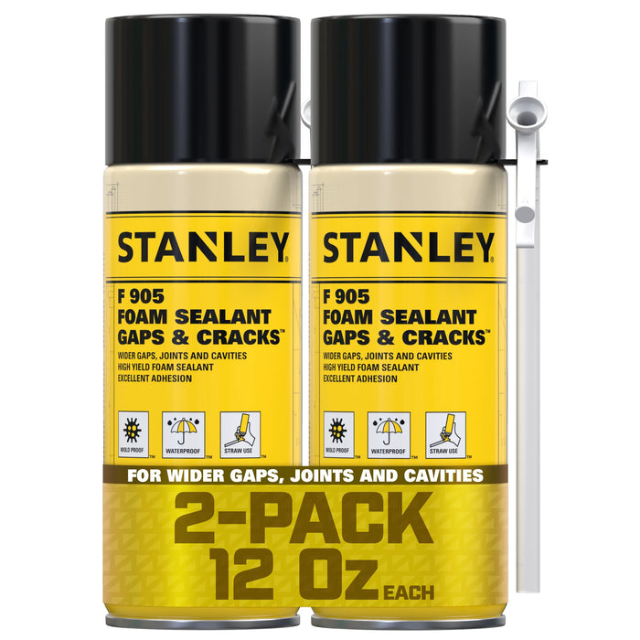 Stanley F905 Gaps & Cracks Polyurethane Foam Sealant with Straw Adapter 12/24 oz