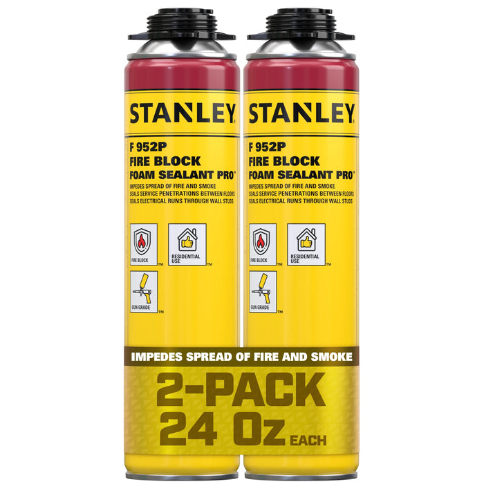 Stanley F952P Orange Fire Block Gun Foam Sealant Pro | Fire-Retardant Insulation 24 oz