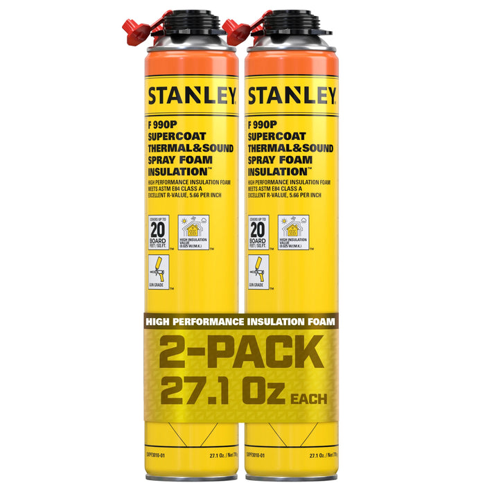 Stanley F990P SuperCoat Thermal & Sound Spray Foam Insulation Kit (Closed Cell), Class A Fire Rated, 27.1oz