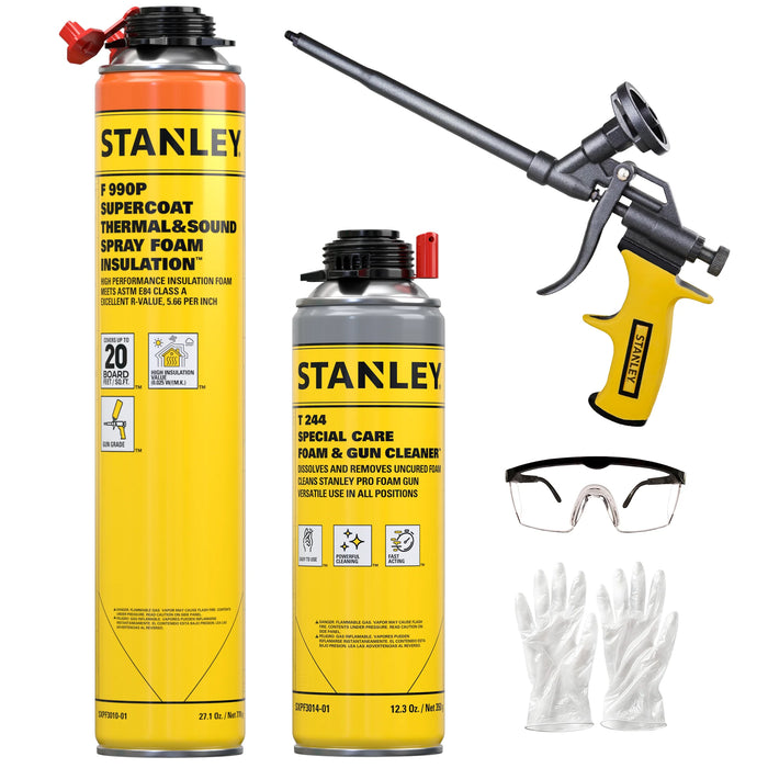 Stanley F990P SuperCoat Thermal & Sound Spray Foam Insulation Kit (Closed Cell), Class A Fire Rated, 27.1oz