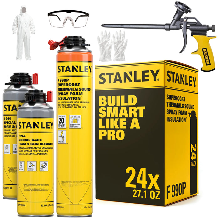 Stanley F990P SuperCoat Thermal & Sound Spray Foam Insulation Kit (Closed Cell), Class A Fire Rated, 27.1oz