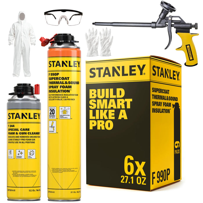 Stanley F990P SuperCoat Thermal & Sound Spray Foam Insulation Kit (Closed Cell), Class A Fire Rated, 27.1oz