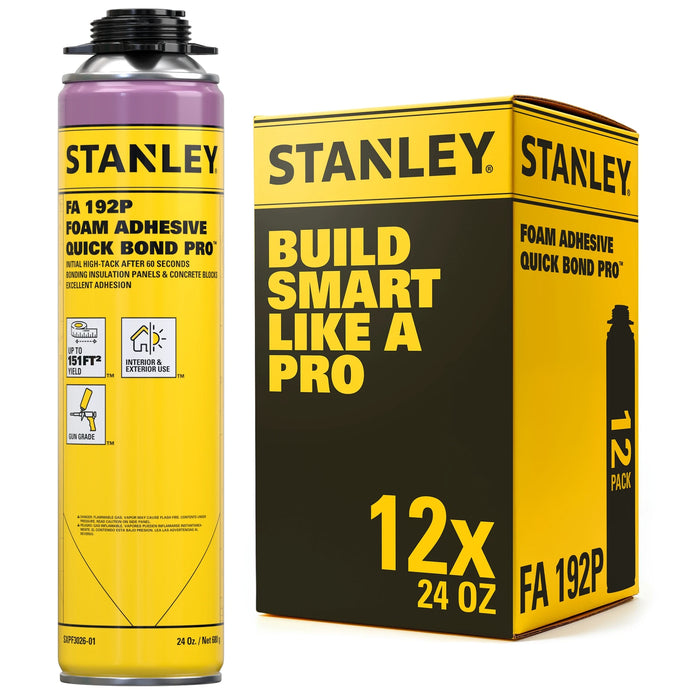 Stanley FA192P Quick Bond Pro Construction Gun Foam Adhesive, 24 oz