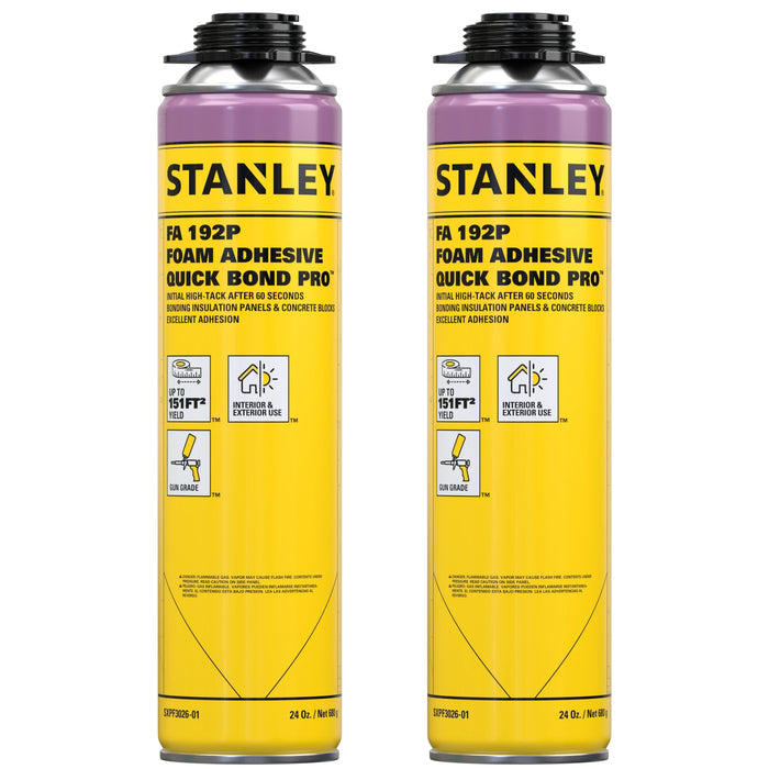 Stanley FA192P Quick Bond Pro Construction Gun Foam Adhesive, 24 oz