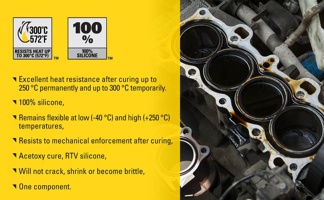Stanley High Temp Gasket Maker - RTV Silicone Sealant - Features 4