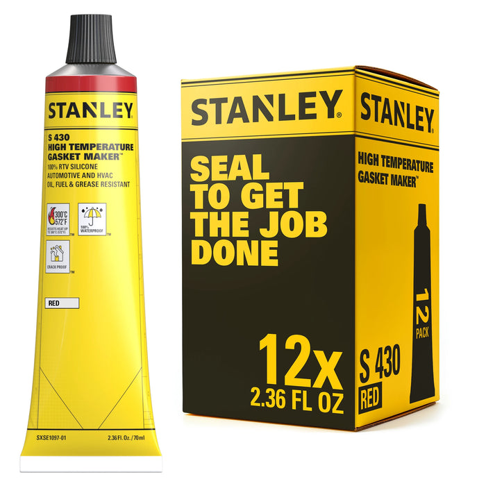 Stanley S430 High Temp Gasket Maker - RTV Silicone Sealant - Red