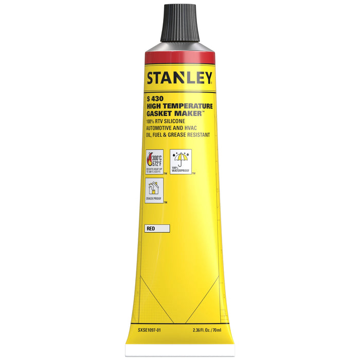 Stanley S430 High Temp Gasket Maker - RTV Silicone Sealant - Red