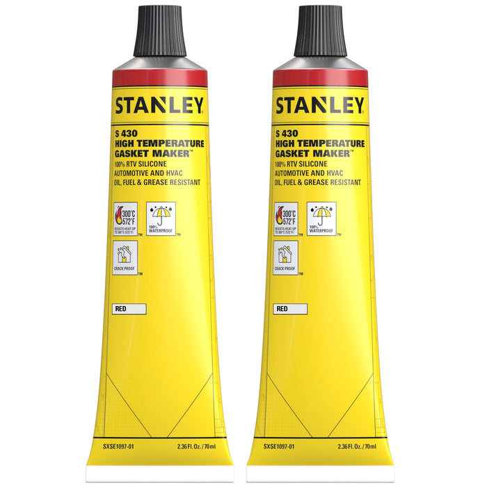 Stanley S430 High Temp Gasket Maker - RTV Silicone Sealant - Red