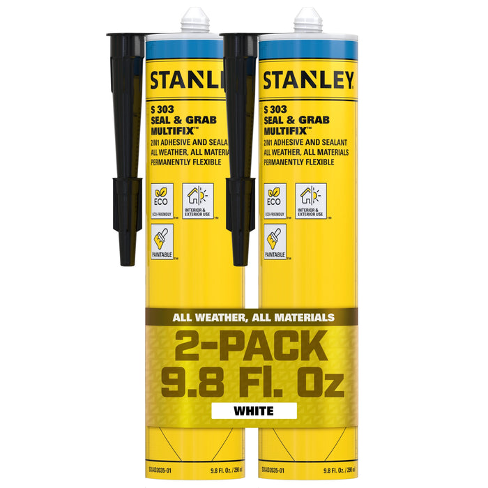 Stanley S303 Seal & Grab Multifix Adhesive & Sealant - White, 9.8 fl oz