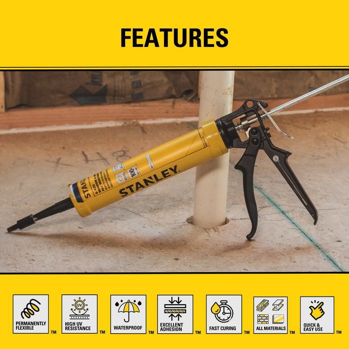 Stanley S425 Window & Door All Weather Pro Silicone Sealant - Clear, 10.1 oz