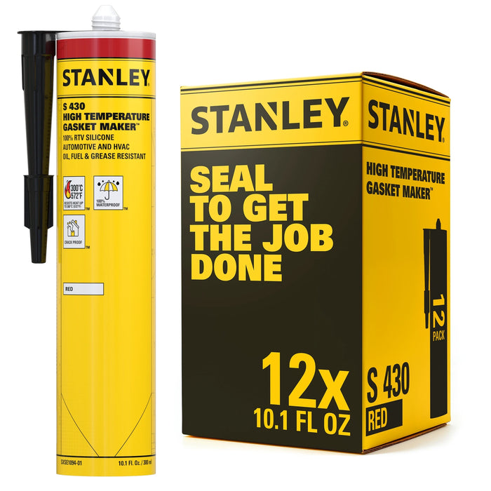 Stanley High Temp Gasket Maker - RTV Silicone Sealant - Red