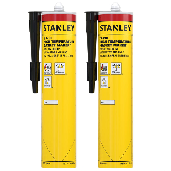 Stanley High Temp Gasket Maker - RTV Silicone Sealant - Red