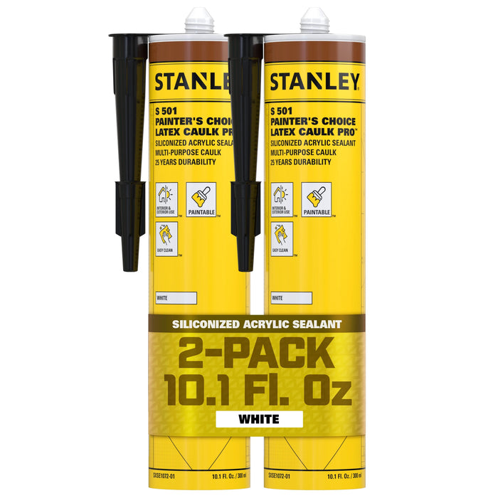Stanley S501 Painter's Choice Latex Caulk Pro - Siliconized Sealant, 10.1 fl oz